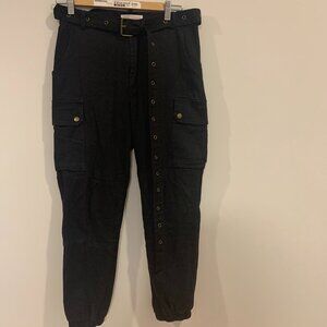 Black Cargo Joggers with belt